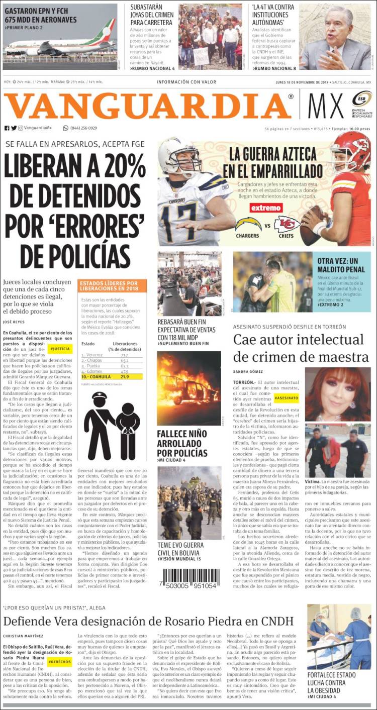 Portada de Vanguardia (México)