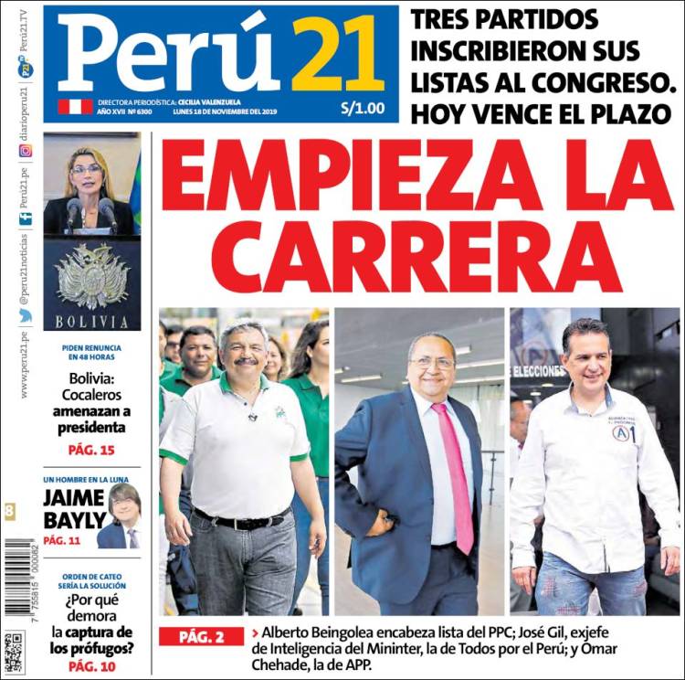 Portada de Perú 21 (Per&uacute;)