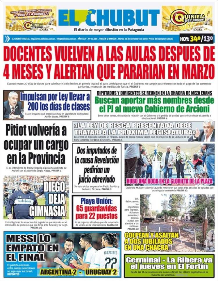 Portada de El Chubut (Argentina)