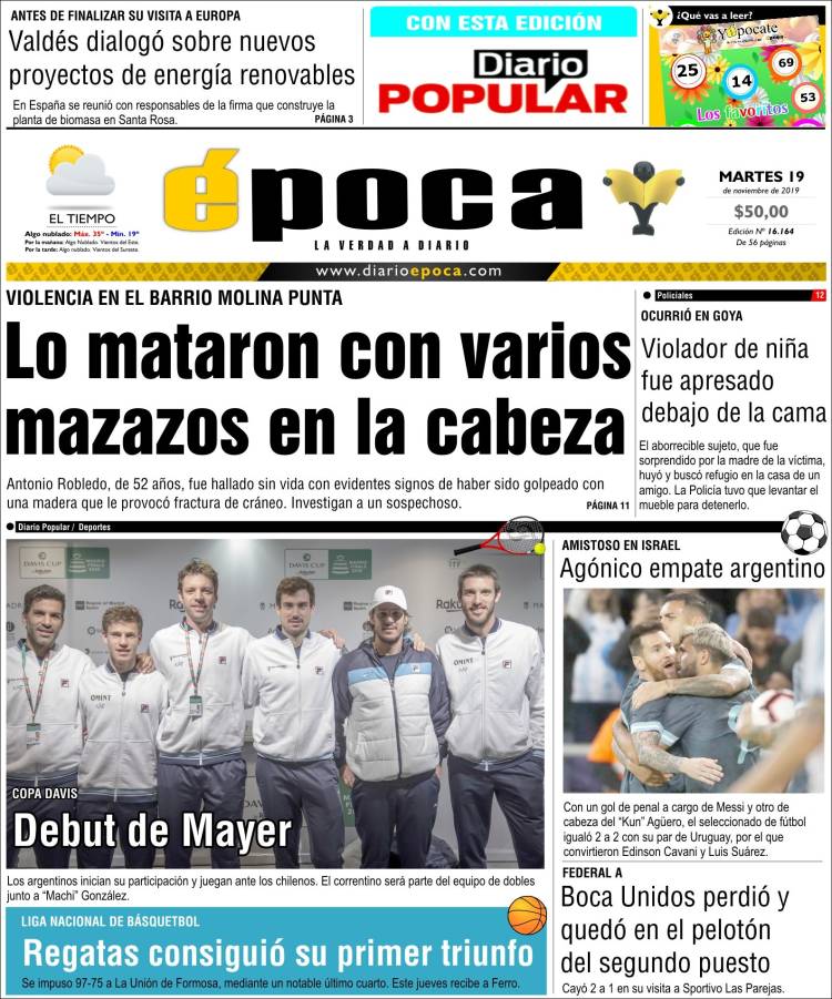 Portada de Diario Época (Argentina)