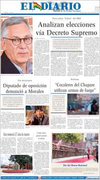 Portada de El Diario (Bolivia)