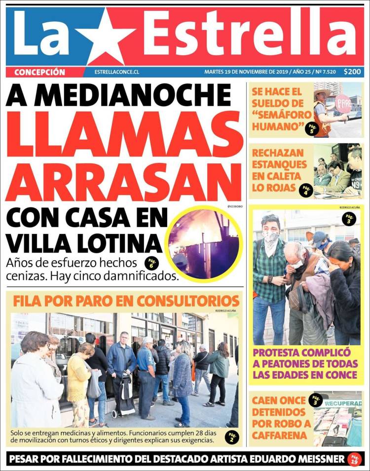 Portada de La Estrella de Concepción (Chile)