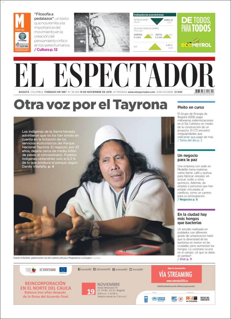 Portada de El Espectador (Colombia)