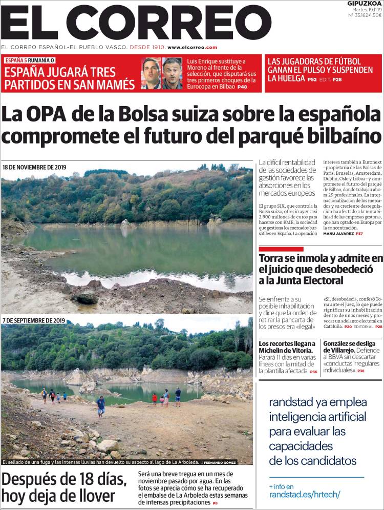 Portada de El Correo - Guipuzcoa (Spain)