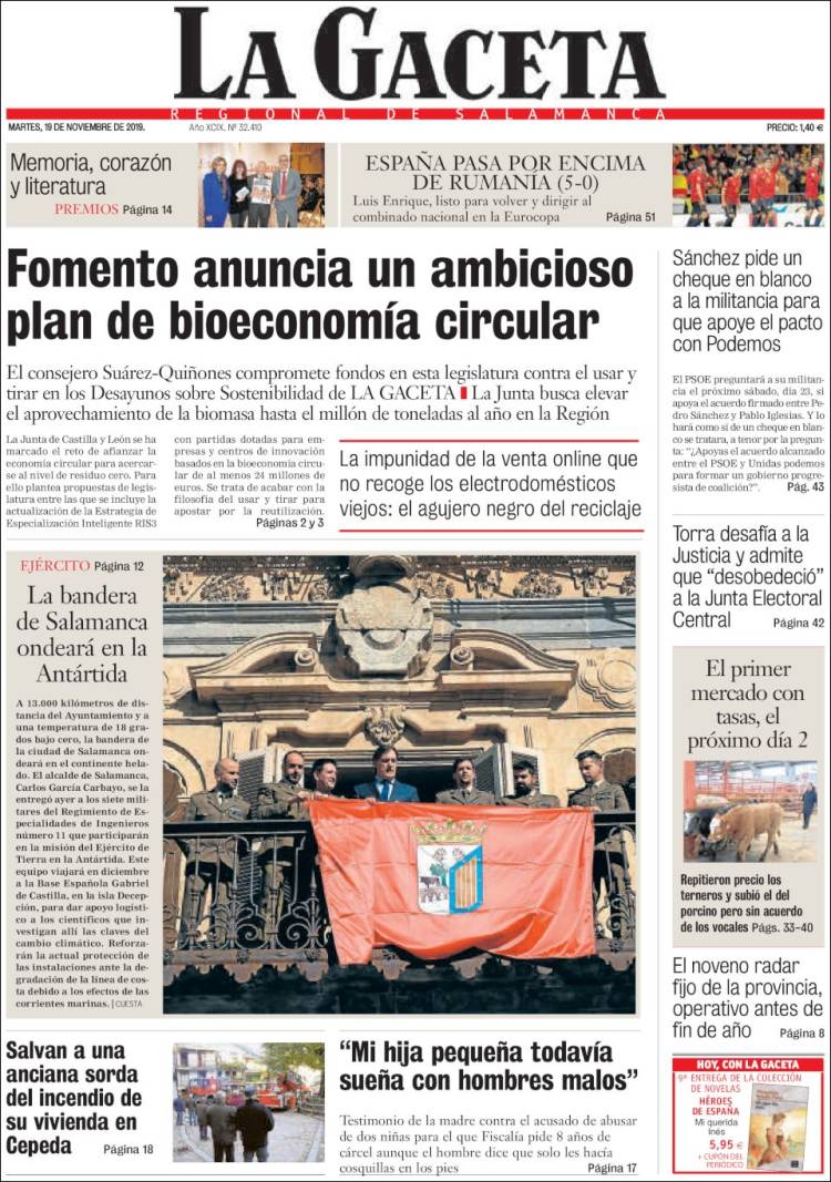 Portada de La Gaceta de Salamanca (Espa&ntilde;a)