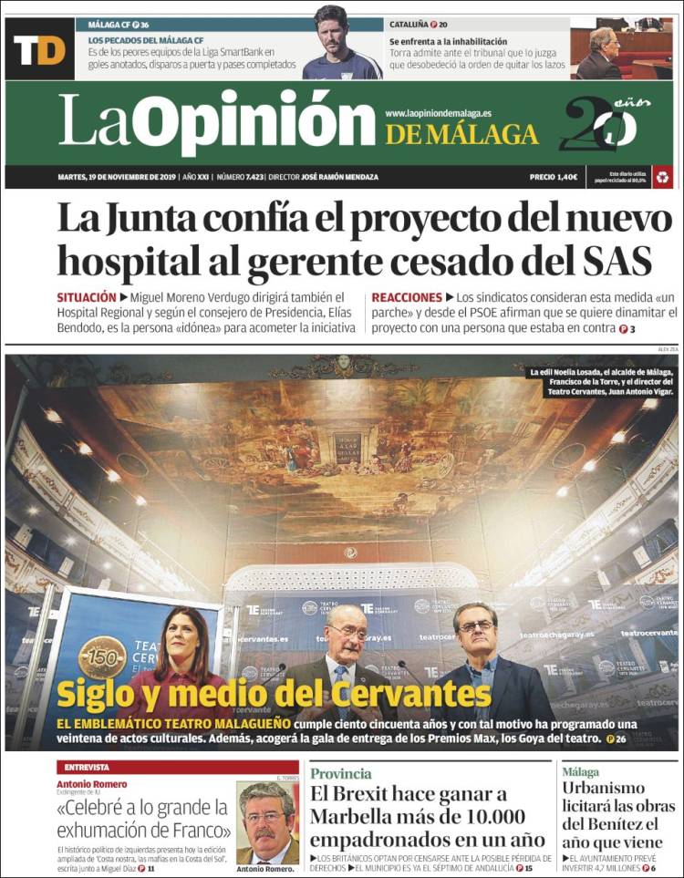 Portada de La Opinión de Málaga (Spain)