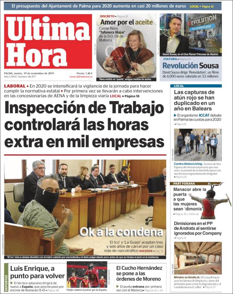 Portada de Última Hora (España)