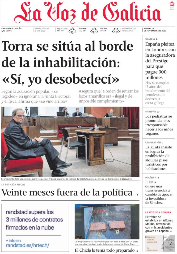 Portada de La Voz de Galicia (Spain)