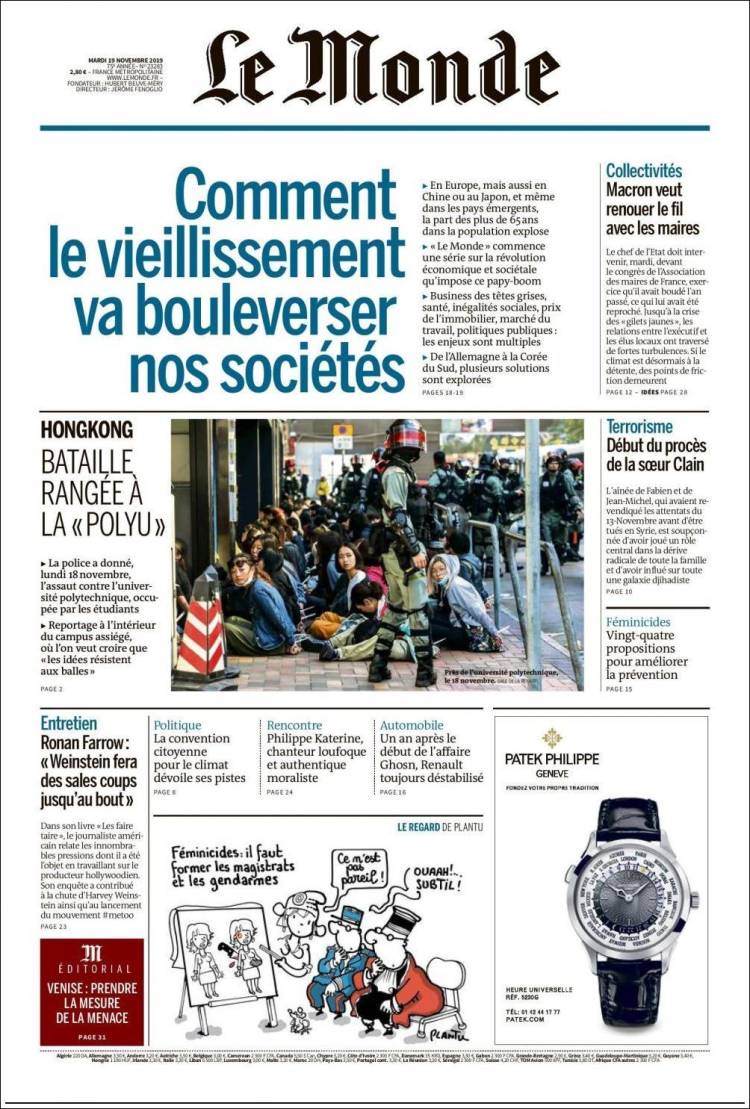 Portada de Le Monde (Francia)