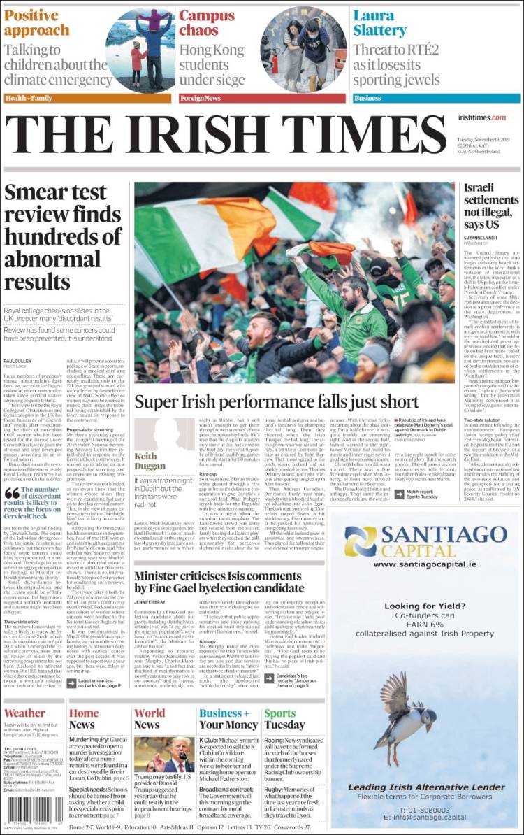 Portada de Irish Times (Irlanda)