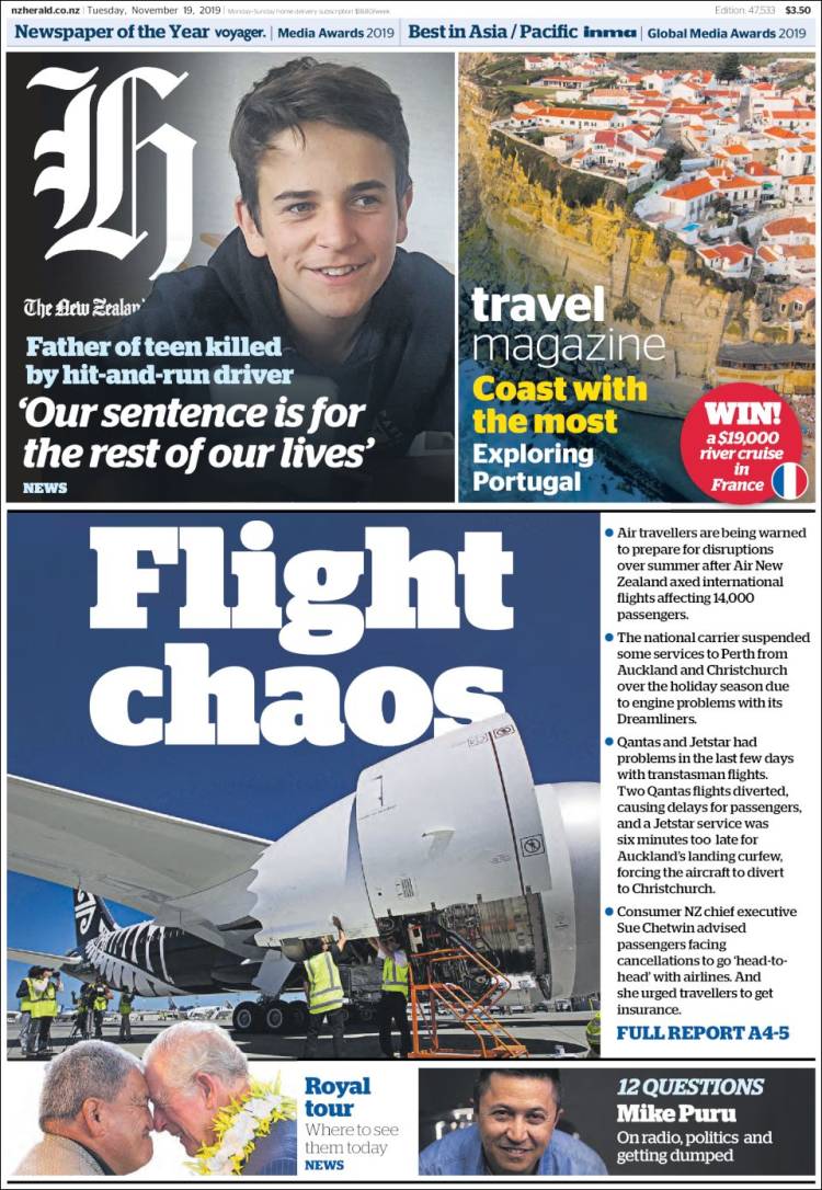 Portada de The New Zealand Herald (Nueva Zelanda)