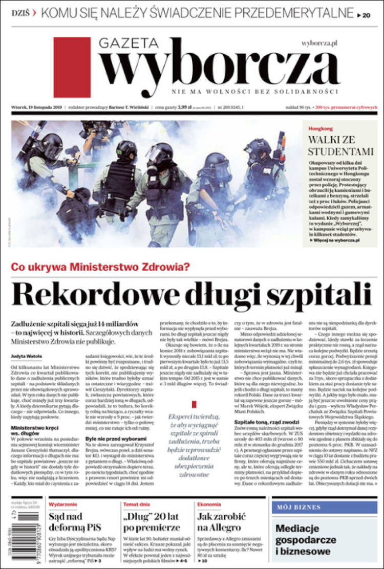 Portada de Gazeta Wyborcza (Polonia)