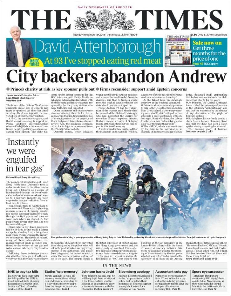 Portada de The Times (Reino Unido)