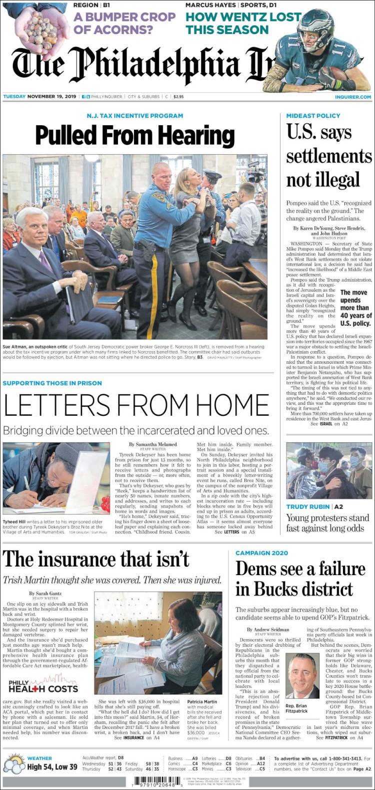 Portada de Philadelphia Inquirer (USA)