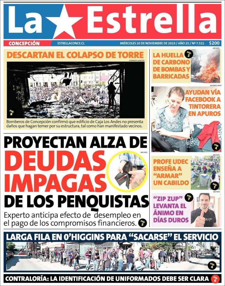 Portada de La Estrella de Concepción (Chile)