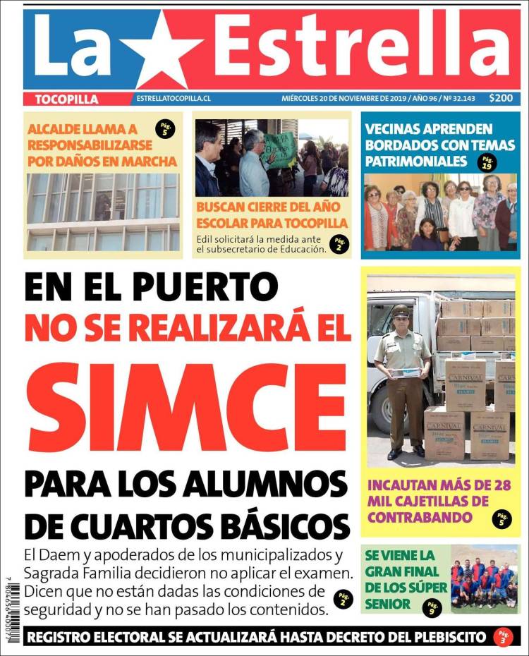 Portada de La Estrella de Tocopilla (Chile)