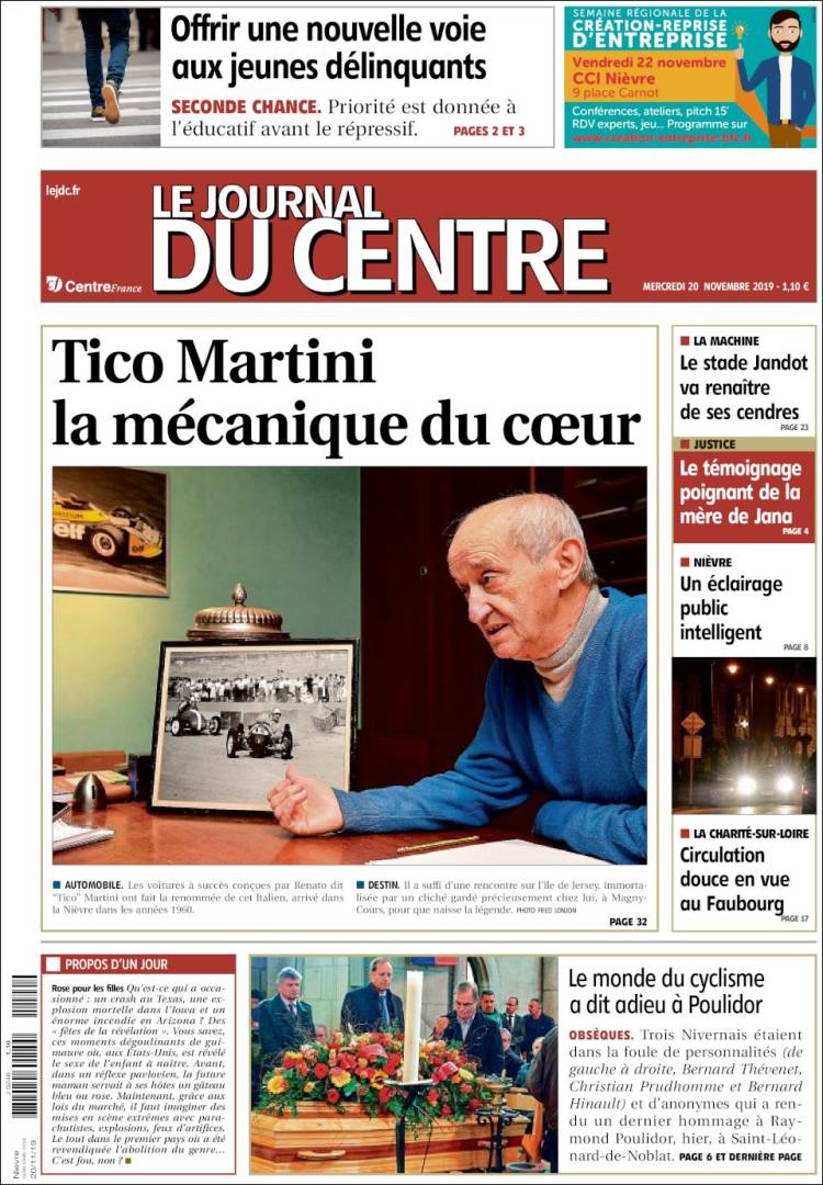 Portada de Le Journal du Centre (Francia)