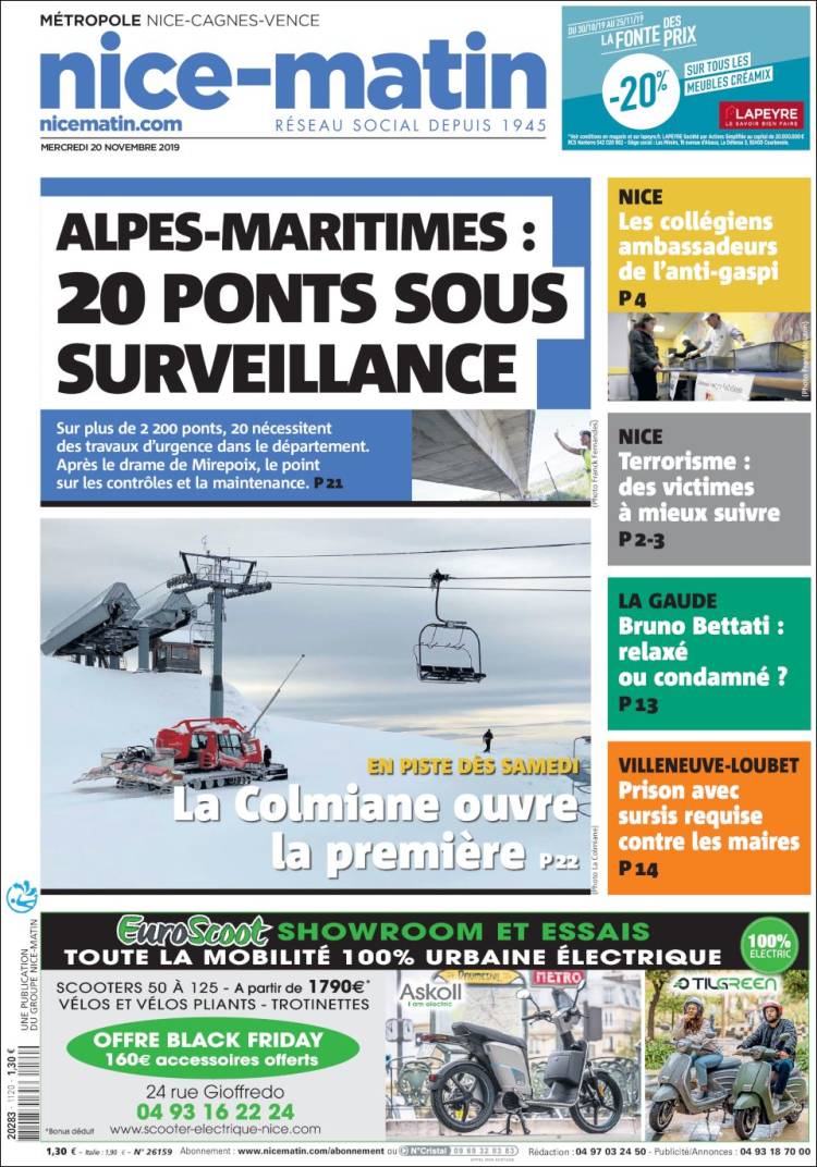 Portada de Nice-Matin (Francia)