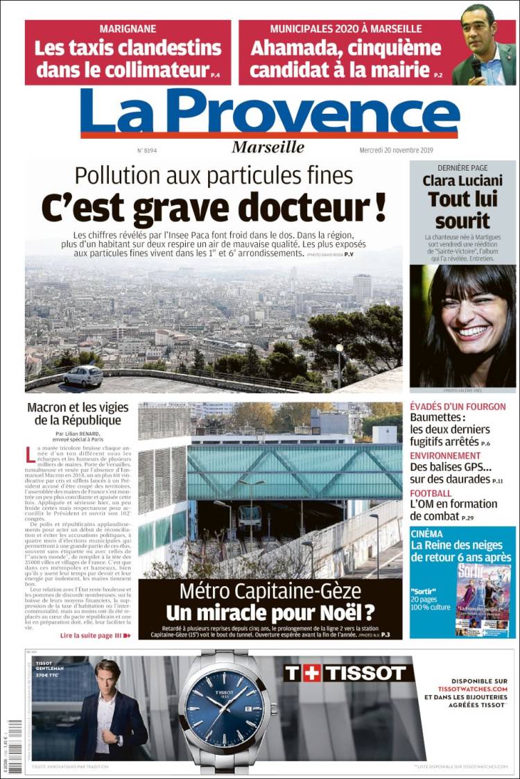 Portada de La Provence (Francia)