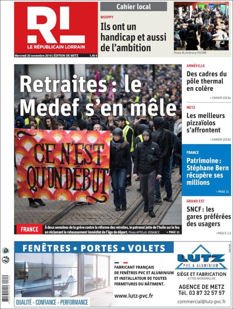 Portada de Le Republicain Lorrain (Francia)