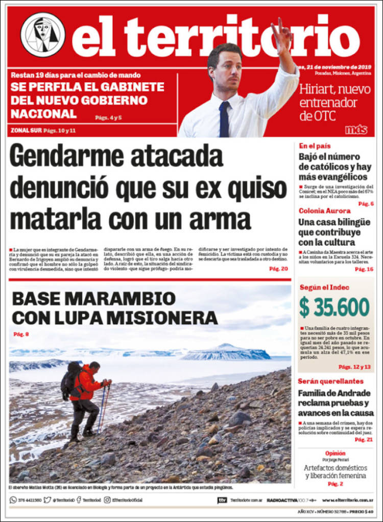 Portada de El Territorio (Argentina)