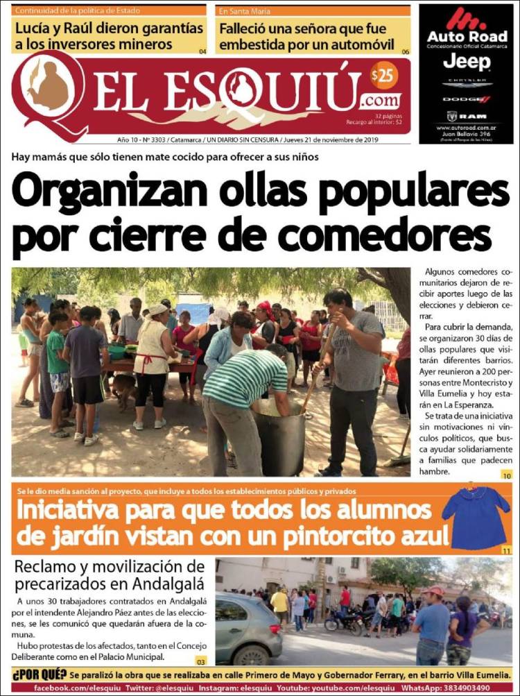 Portada de El Esquiu (Argentina)