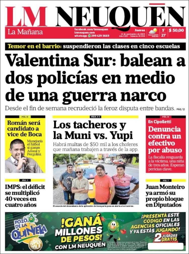 Portada de La Mañanade Neuquén (Argentina)