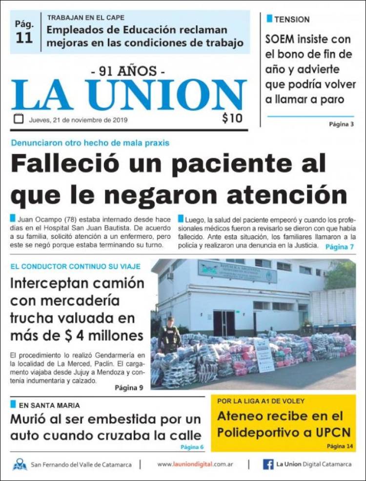 Portada de La Unión (Argentina)