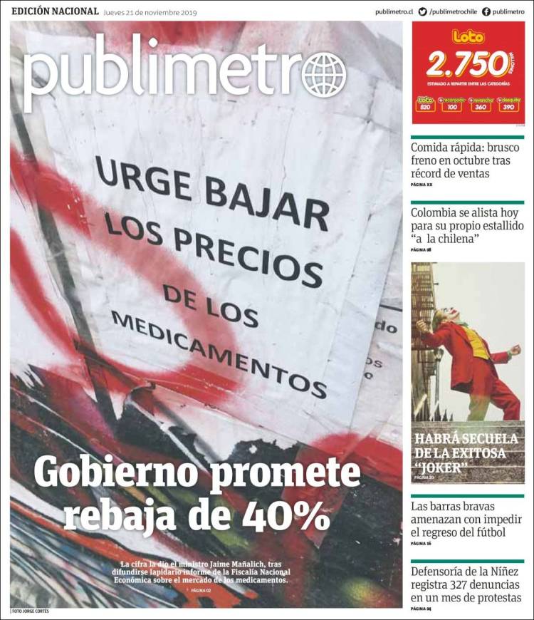 Portada de Publimetro (Chile)