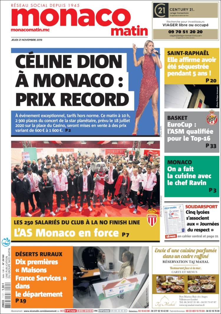 Portada de Nice-Matin (Francia)