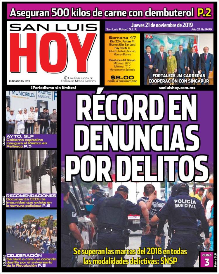 Portada de San Luis Hoy (M&eacute;xico)