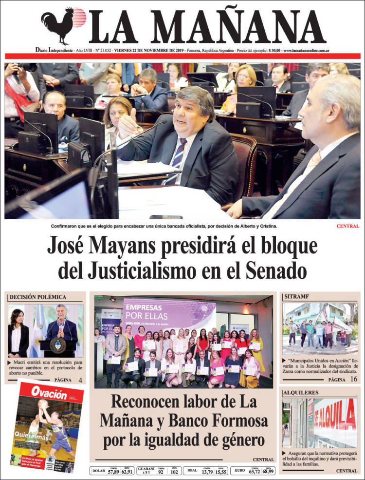 Portada de Diario La Mañana (Argentina)