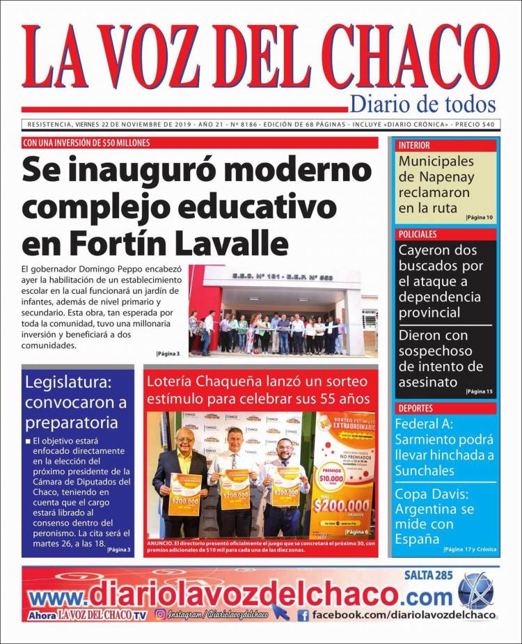 Portada de La Voz del Chaco (Argentina)