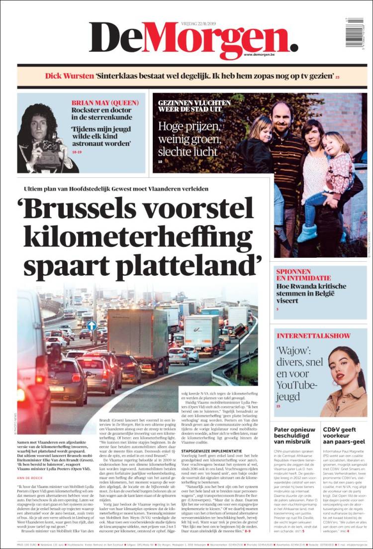 Portada de De Morgen (B&eacute;lgica)