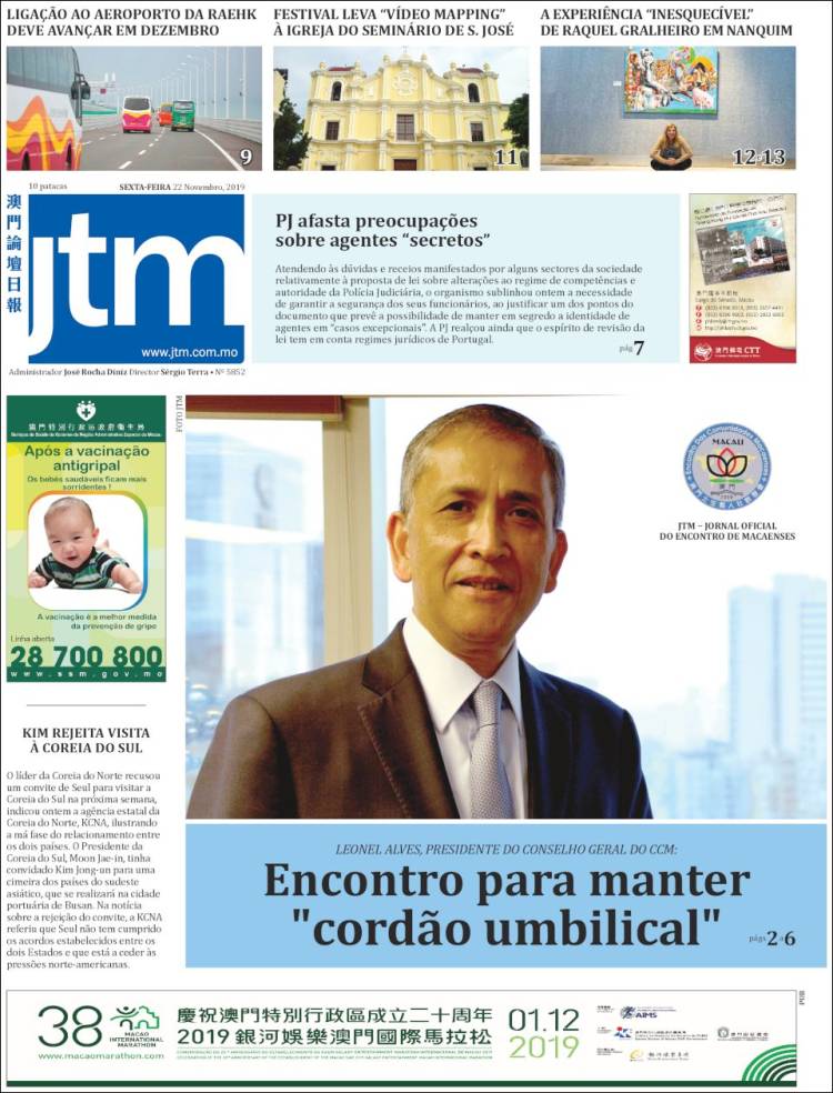 Portada de Jornal Tribuna de Macau (China)