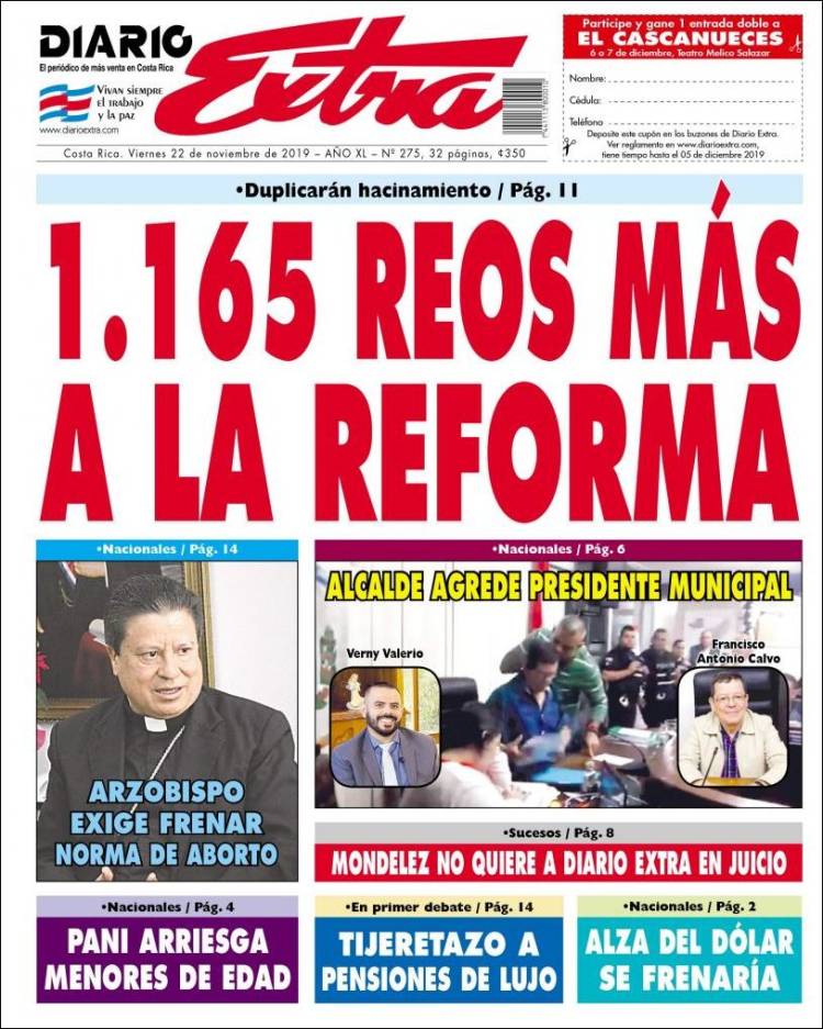 Portada de Diario Extra (Costa Rica)
