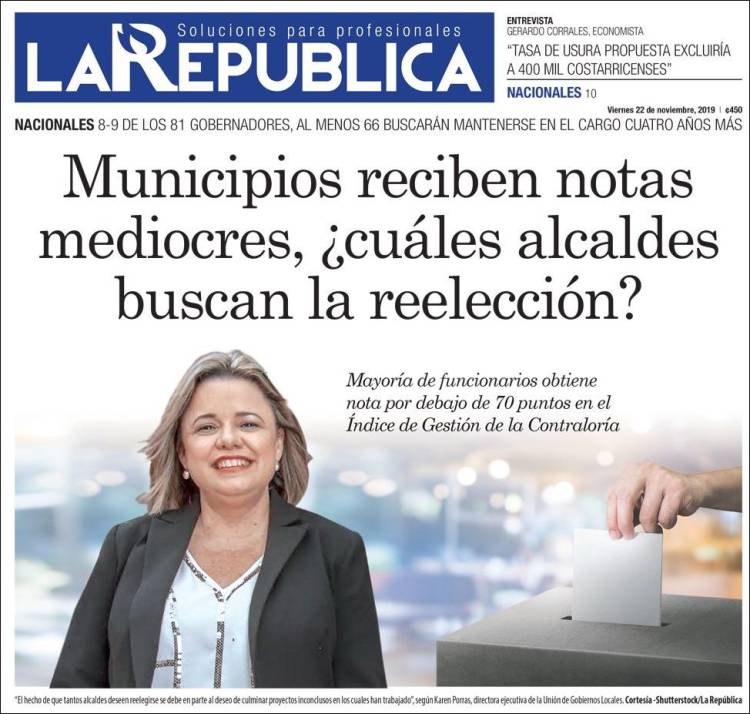 Portada de La República (Costa Rica)
