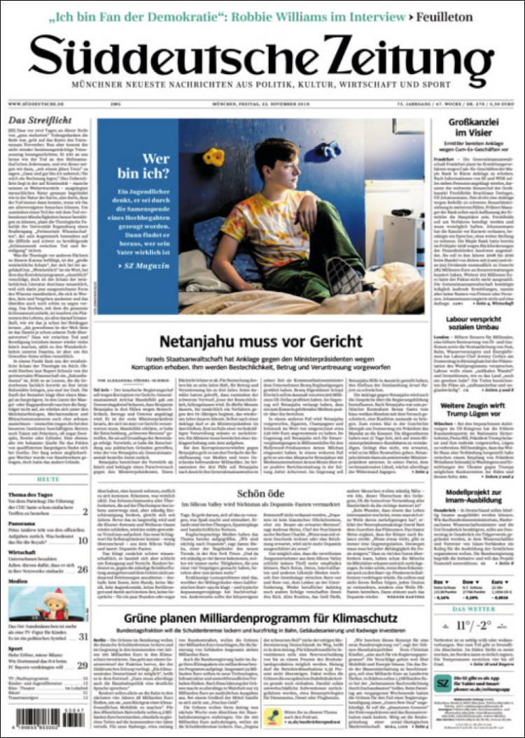 Portada de Sueddeutsche (Alemania)