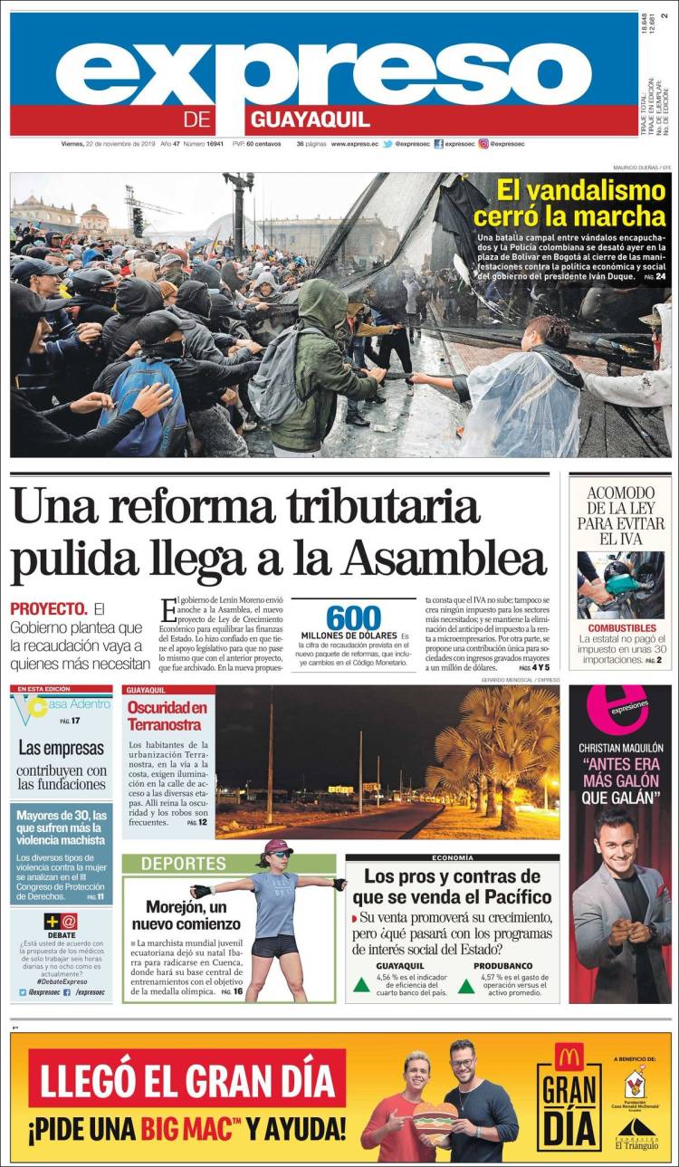 Portada de Expreso (Ecuador)