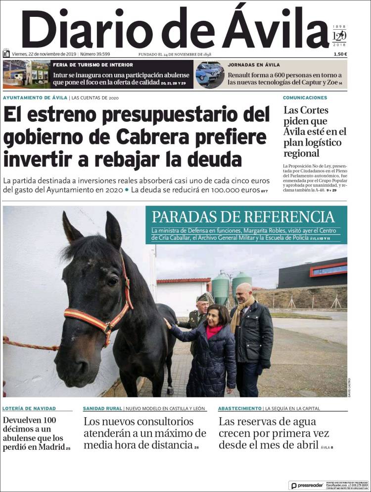 Portada de Diario de Ávila (España)