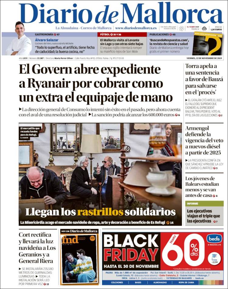 Portada de Diario de Mallorca (España)