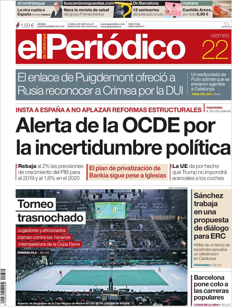 Portada de El Periódico (Spain)