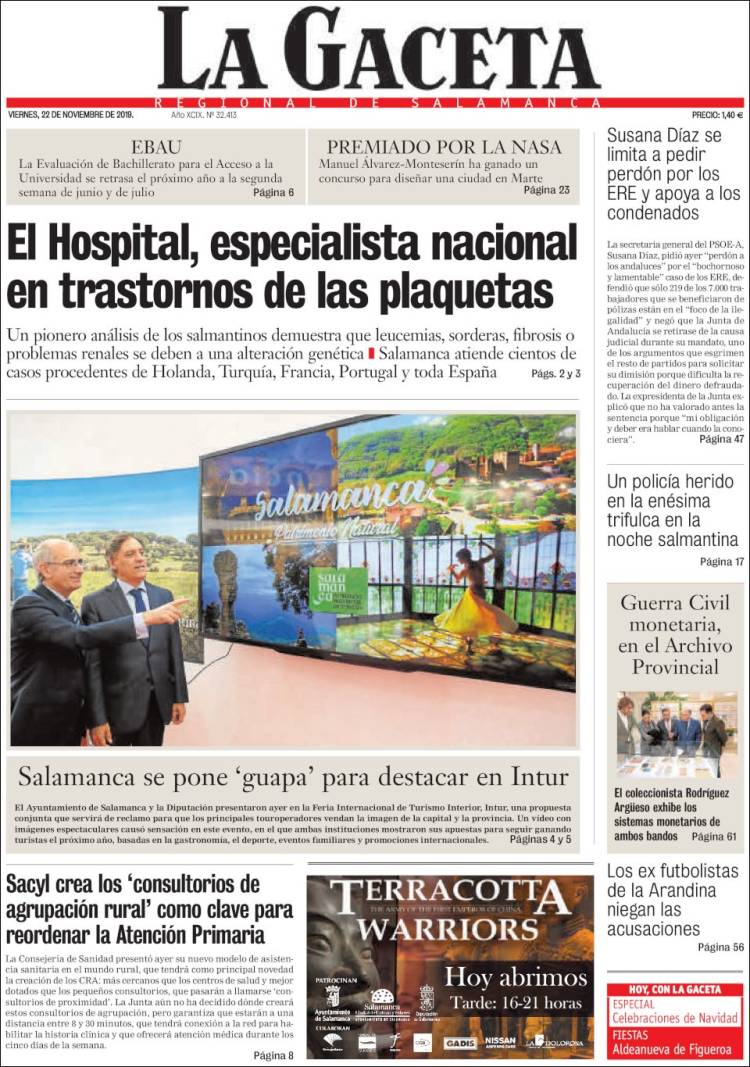 Portada de La Gaceta de Salamanca (España)