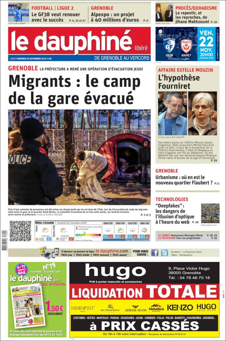 Portada de Le Dauphiné Libéré (Francia)