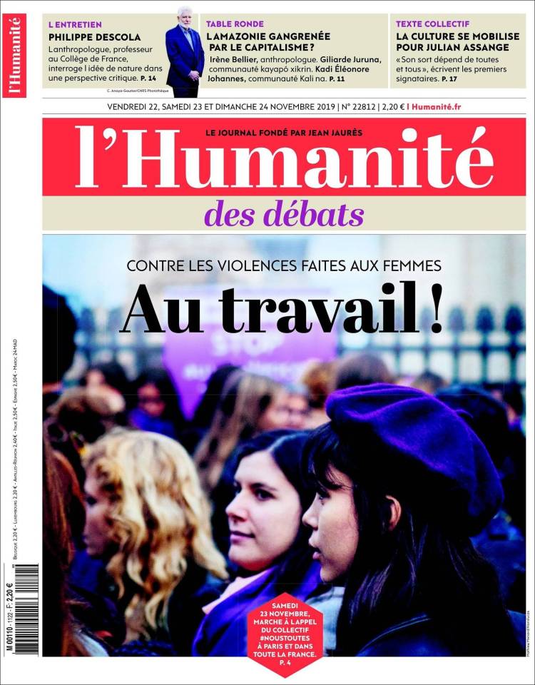 Portada de l'Humanite (Francia)