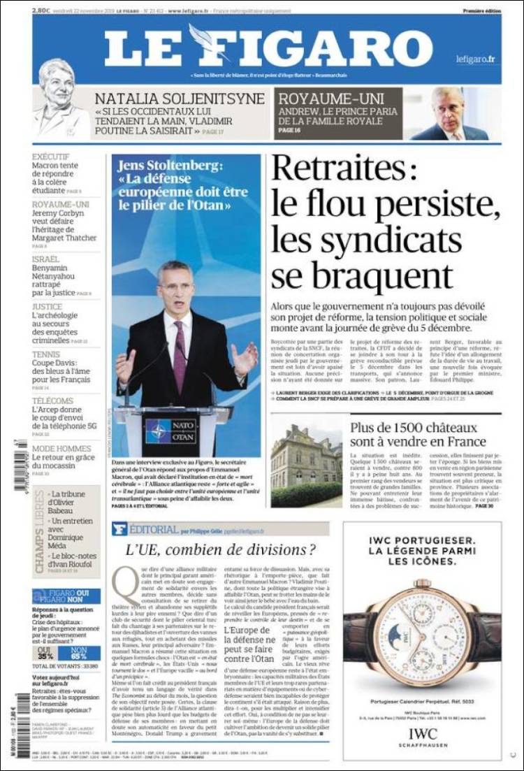 Portada de Le Figaro (Francia)