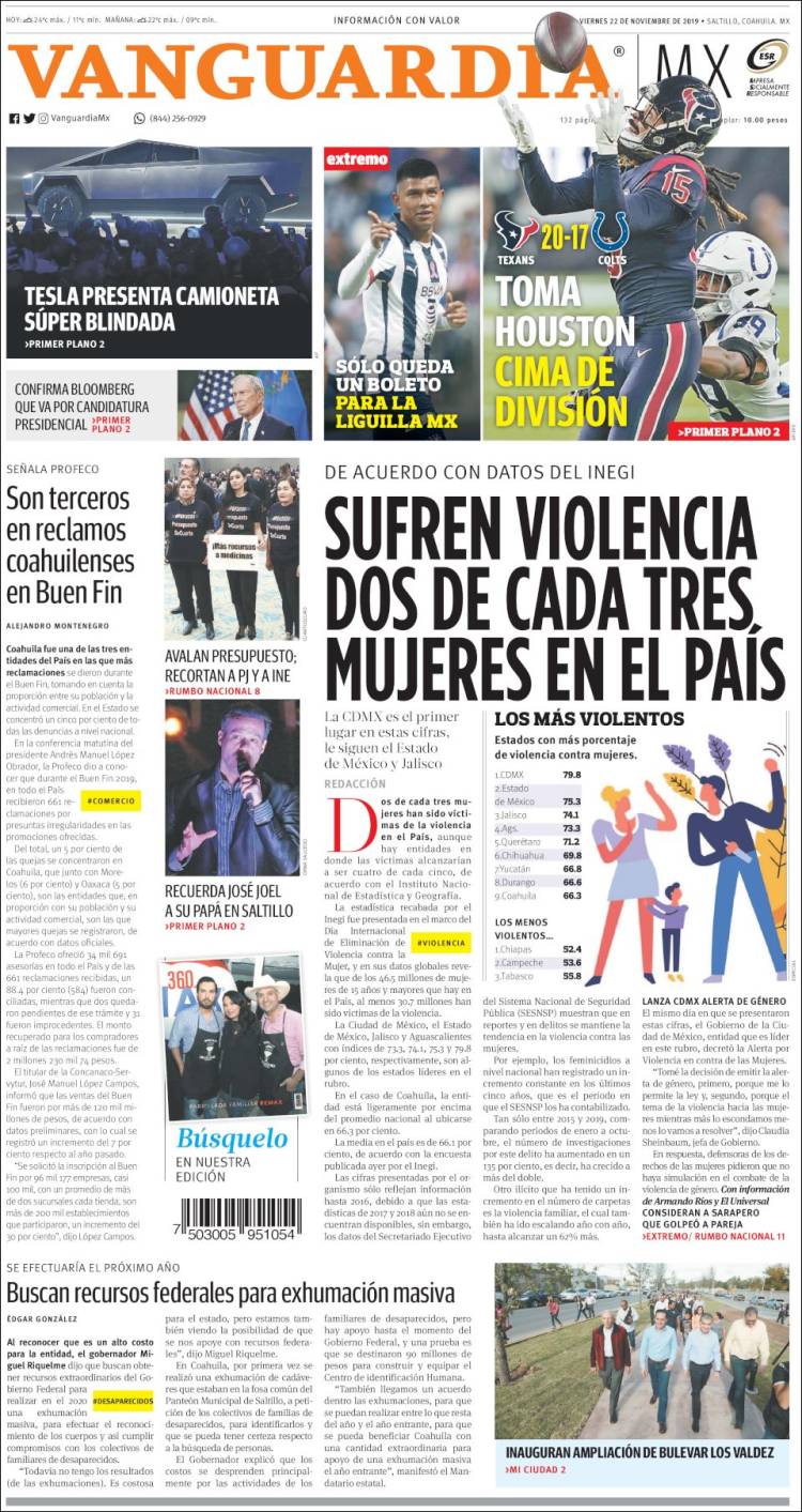 Portada de Vanguardia (Mexico)