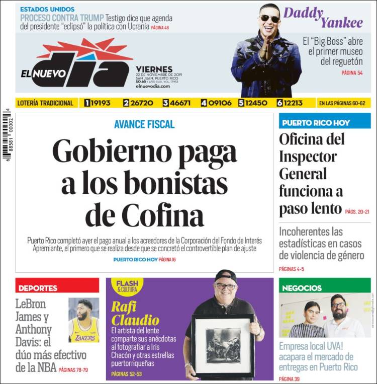 Portada de El Nuevo Día (Puerto Rico)