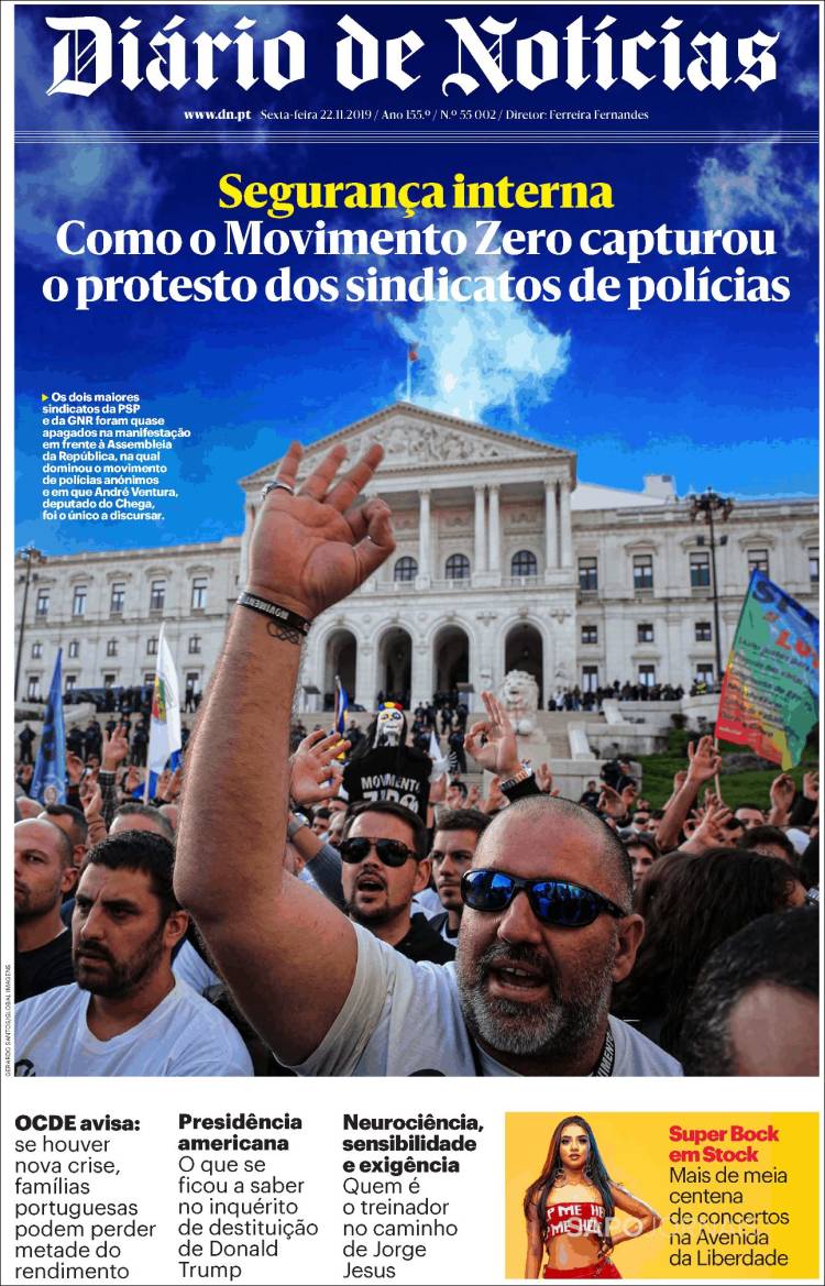 Portada de Diário de Noticias (Portugal)