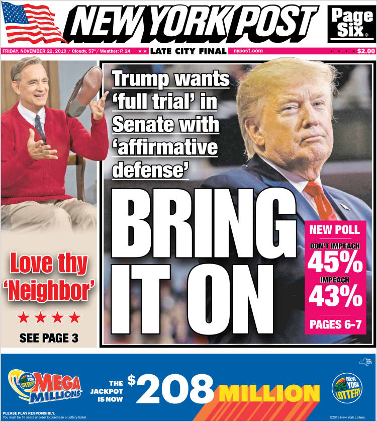 Portada de New York Post (USA)